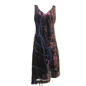 VTG 90s Rabbit Rabbit Rabbit Bias Cut Burnout Velvet V Neck Tank Dress Fits M/L